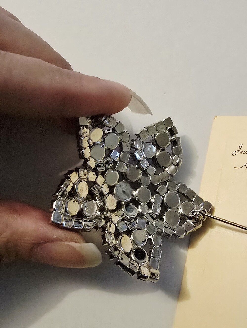 Albert Weiss vintage rhinestone 50s Star Flower Brooch Dead stock original card - Picture 8 of 9